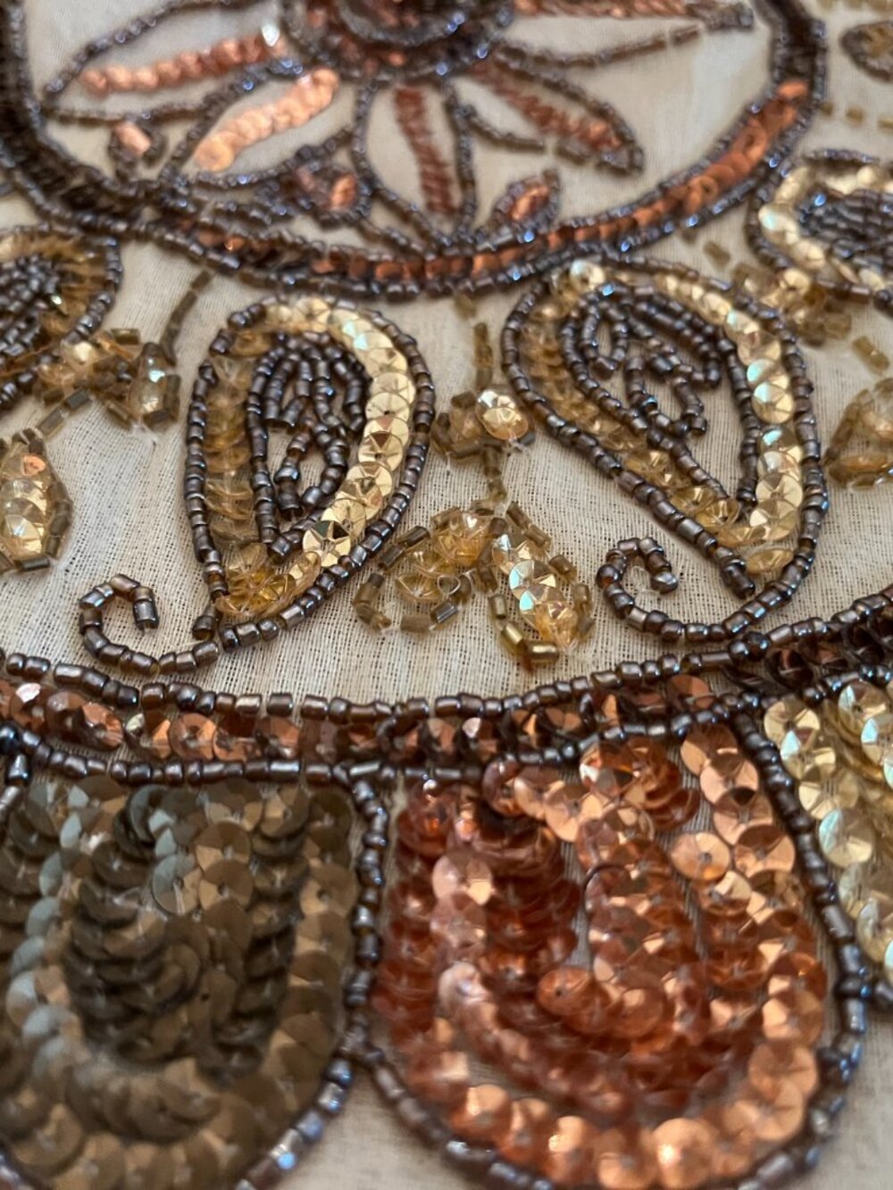 Handcrafted Beaded/Embroidered Table Overlay - Picture 6 of 9
